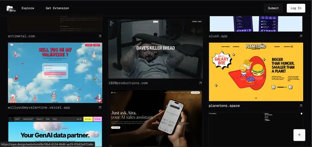 Work featured in a design inspiration gallery