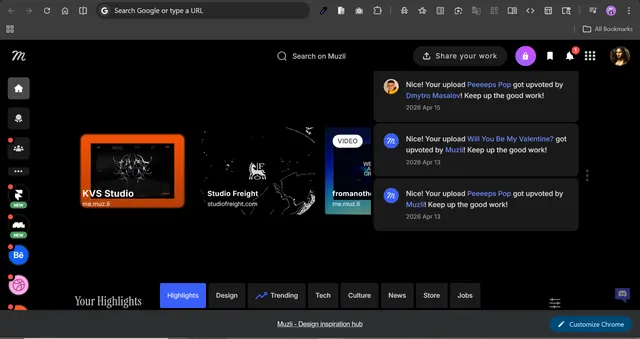 My work upvoted by the Muzli founder