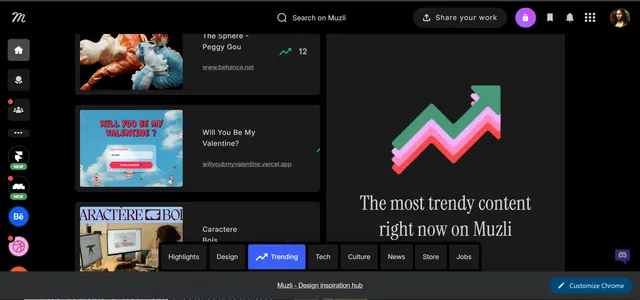 Valentine project trending on Muzli